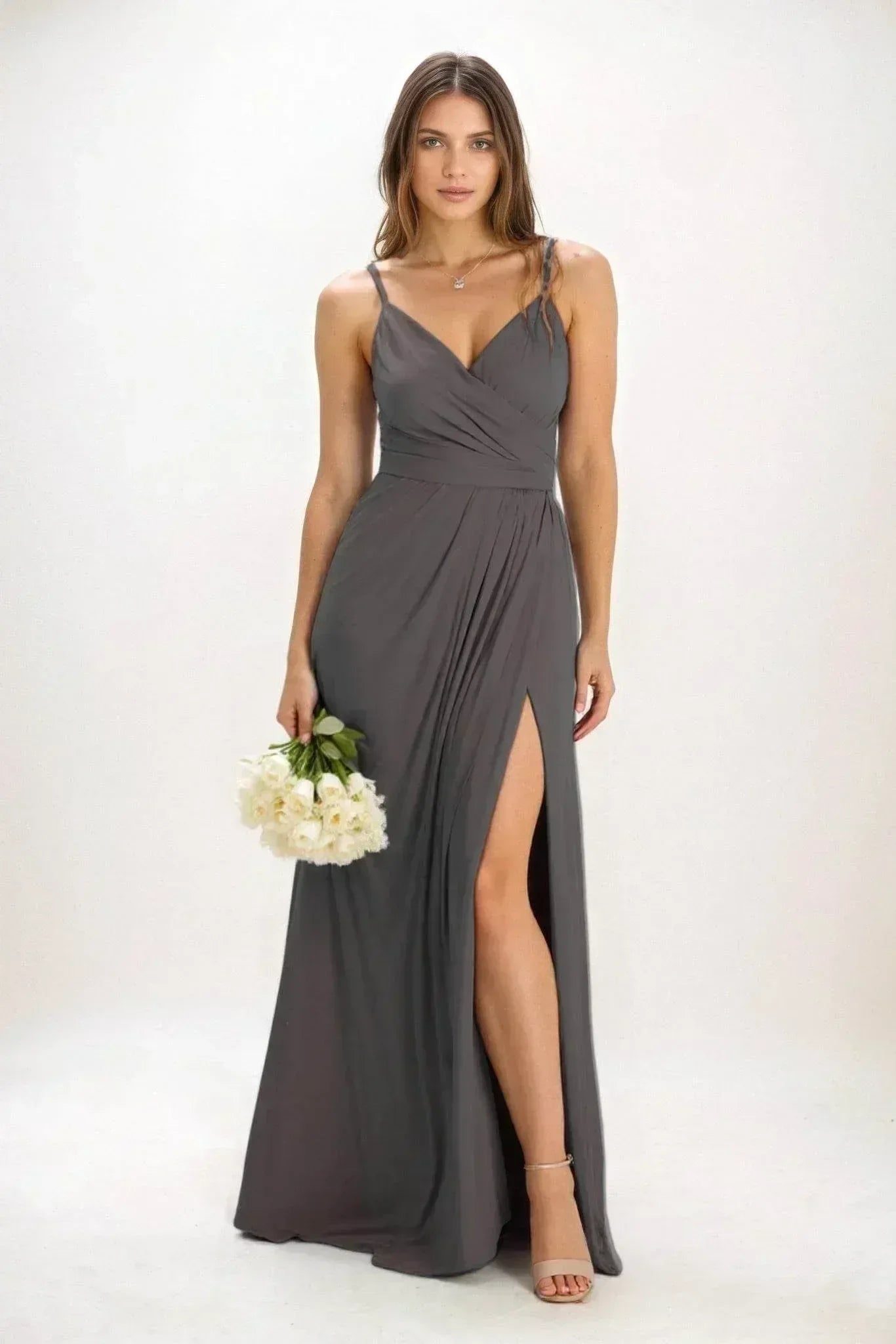 A-Line Maxi Luxe Satin Dress CB0844CS - COCOMELODY